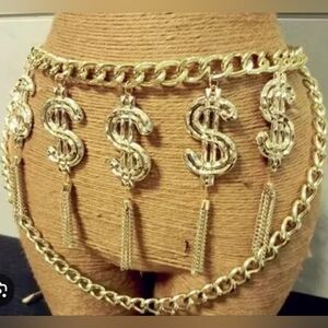 Gold Dollar Sign Chain Belt